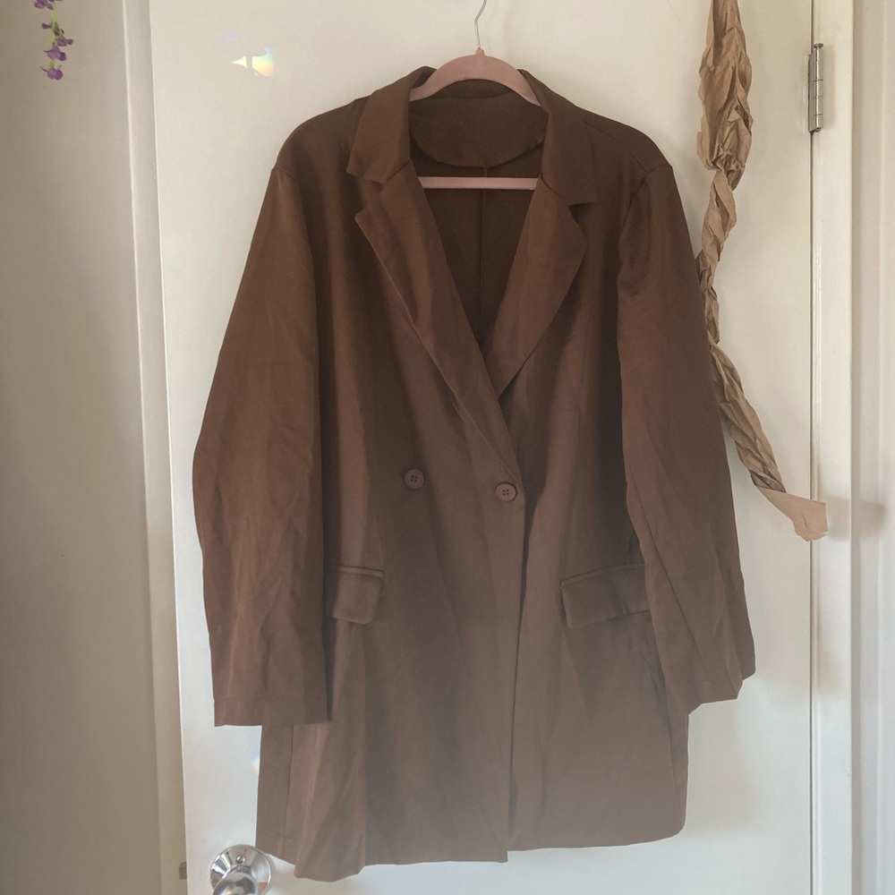 Brown double breasted blazer/short trench Shein